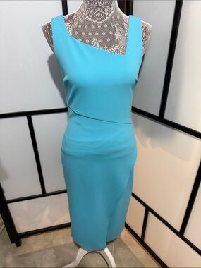 Aqua One-Shoulder Sheath Dress